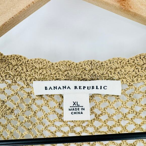 Vintage Banana Republic Crochet Knit Vest XL – Boho Button-Front Sleeveless Top - Picture 3 of 7